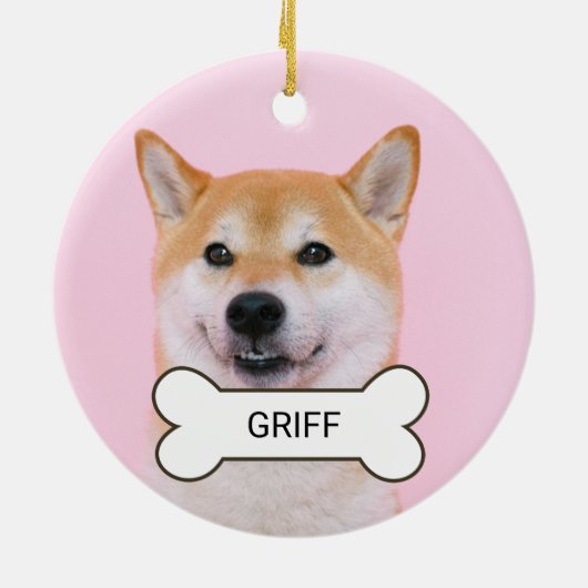 Aangepaste aangepaste foto- en tekstpop-upkoppelin keramisch ornament (Achterkant)