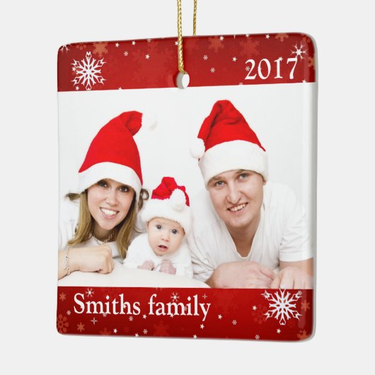 Aangepaste aangepaste fotoversiering met sneeuwvlo keramisch ornament (Links)