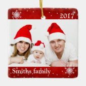 Aangepaste aangepaste fotoversiering met sneeuwvlo keramisch ornament (Voorkant)