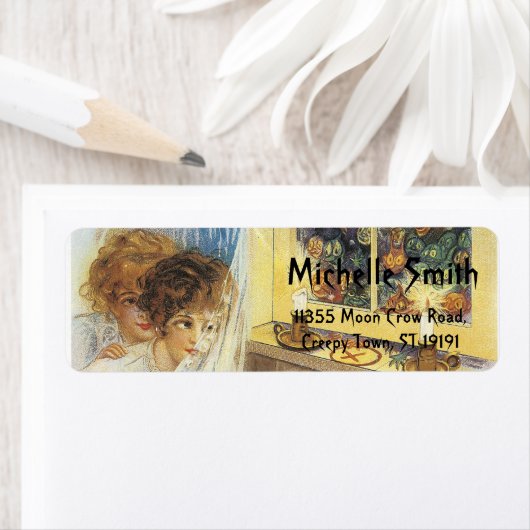 Aangepaste aangepaste halloween-rij met maan etiket (Insitu)