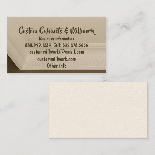 Aangepaste aangepaste kasten en Millwork Visitekaartje (Voorkant / Achterkant)