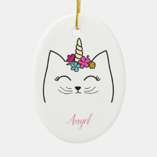 Aangepaste, aangepaste kat-eenheid voor kinderen keramisch ornament