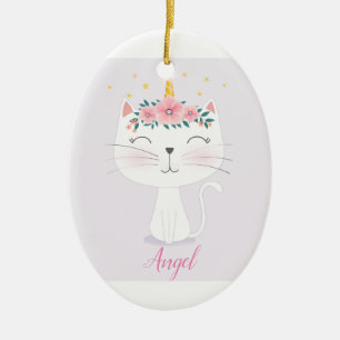 Aangepaste, aangepaste kat-eenheid voor kinderen keramisch ornament