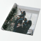 Aangepaste, aangepaste kerstfamilie foto cadeaupapier (Uitgerold)