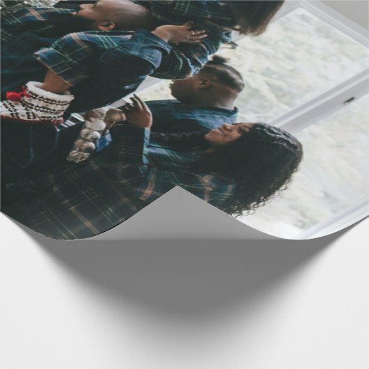 Aangepaste, aangepaste kerstfamilie foto cadeaupapier (Hoek)