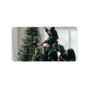 Aangepaste, aangepaste kerstfamilie foto etiket