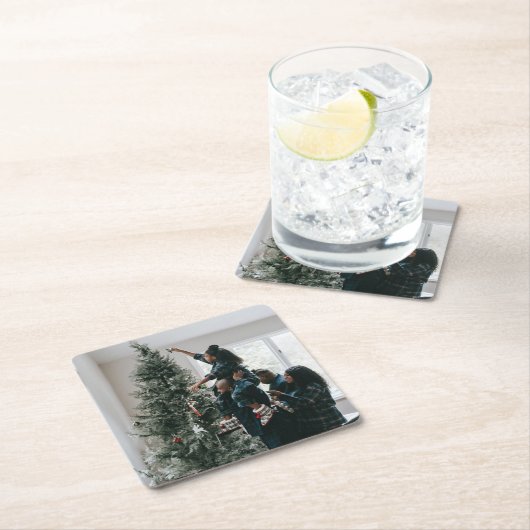 Aangepaste, aangepaste kerstfamilie foto kartonnen onderzetters (Insitu)