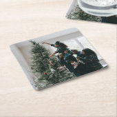 Aangepaste, aangepaste kerstfamilie foto kartonnen onderzetters (Schuin)