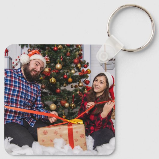 Aangepaste, aangepaste kerstfamilie foto sleutelhanger (Achterkant)