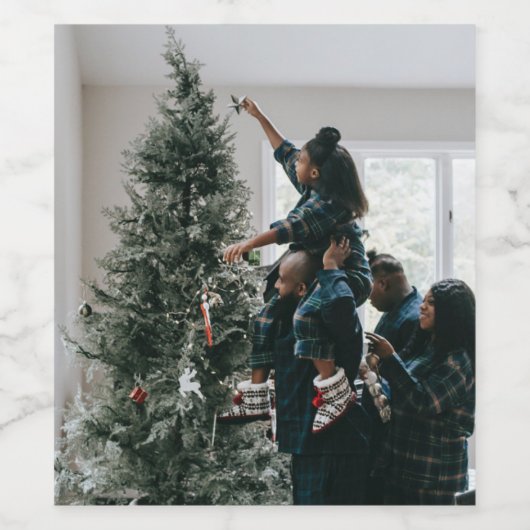 Aangepaste, aangepaste kerstfamilie foto wijn etiket (Enkel label)