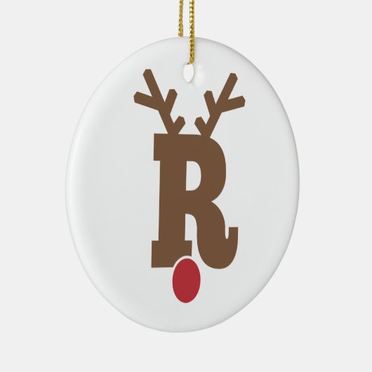 Aangepaste, aangepaste kerstversieaanduiding "R" Keramisch Ornament (Rechts)
