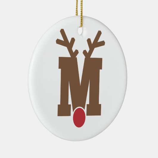 Aangepaste, aangepaste kerstversiering Letter "M" Keramisch Ornament (Rechts)