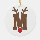 Aangepaste, aangepaste kerstversiering Letter "M" Keramisch Ornament (Voorkant)