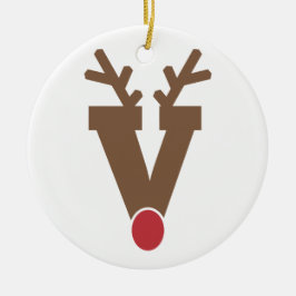 Aangepaste, aangepaste kerstversiering Letter "V" Keramisch Ornament