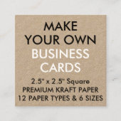 Aangepaste, aangepaste KRAFT Square Visitekaartjes (Voorkant)