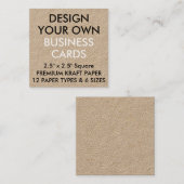 Aangepaste, aangepaste KRAFT Square Visitekaartjes (Voorkant / Achterkant)