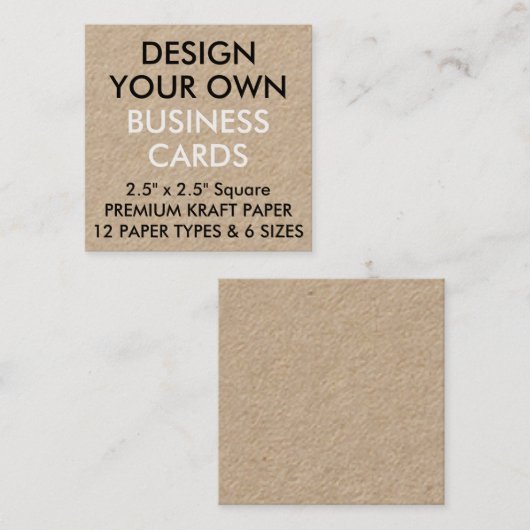 Aangepaste, aangepaste KRAFT Square Visitekaartjes (Voorkant / Achterkant)
