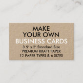 Aangepaste, aangepaste KRAFT Standard-Visitekaartj Visitekaartje (Voorkant)