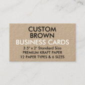 Aangepaste, aangepaste KRAFT Standard-Visitekaartj Visitekaartje (Voorkant)