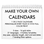 Aangepaste, aangepaste lege Sjabloon voor agenda Kalender (Hoes)