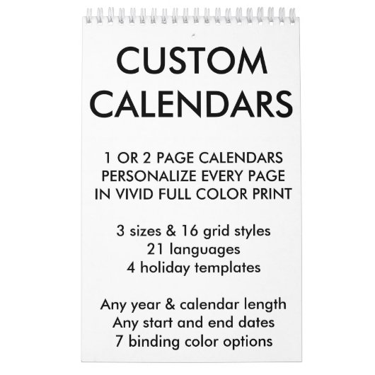 Aangepaste, aangepaste lege Sjabloon voor agenda Kalender (Hoes)