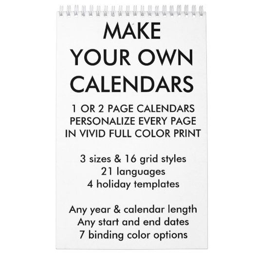 Aangepaste, aangepaste lege Sjabloon voor agenda Kalender (Hoes)