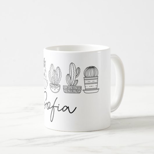 Aangepaste aangepaste naam Cactus Succulent Koffiemok (Voorkant rechts)