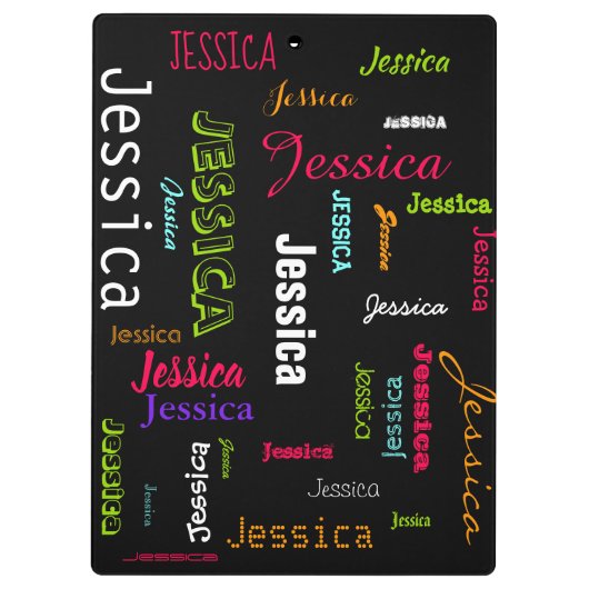 Aangepaste aangepaste naam Collage Bright Neon Klembord (Achterkant)