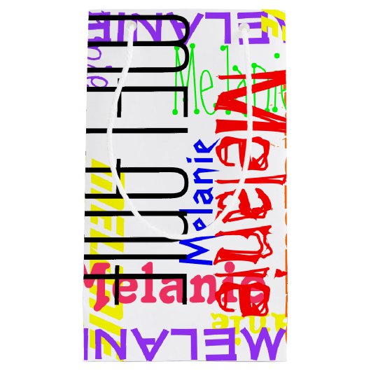 Aangepaste aangepaste naam Collage Colorful Klein Cadeauzakje (Voorkant)