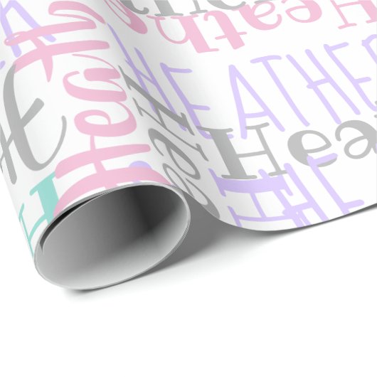 Aangepaste aangepaste naam Collage Pink Birthday Cadeaupapier (Rol Hoek)