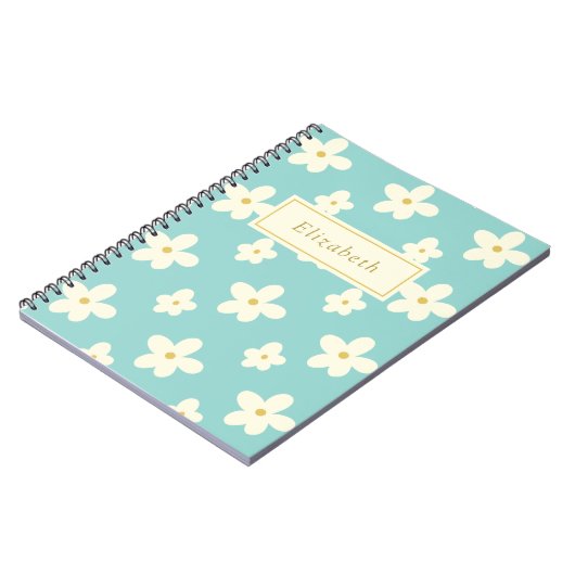 Aangepaste aangepaste naam Daisy Floral Cute Flowe Notitieboek (Linkerzijde)