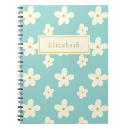 Aangepaste aangepaste naam Daisy Floral Cute Flowe Notitieboek