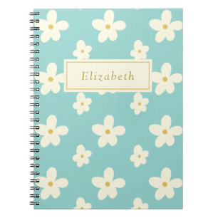 Aangepaste aangepaste naam Daisy Floral Cute Flowe Notitieboek