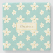 Aangepaste aangepaste naam Daisy Floral Cute Flowe Stenen Onderzetter (Voorkant)