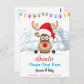 Aangepaste aangepaste naam - de Kerstman stopt hie Briefkaart (Voorkant / Achterkant)