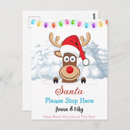 Aangepaste aangepaste naam - de Kerstman stopt hie Briefkaart (Voorkant / Achterkant)