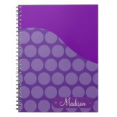 Aangepaste aangepaste naam Paarse poka Dots Wave Notitieboek (Voorkant)