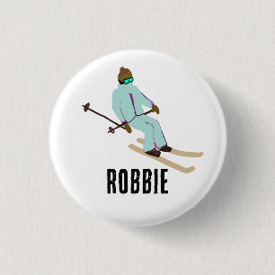 Aangepaste aangepaste naam Retro Ski openingsskier Ronde Button 3,2 Cm
