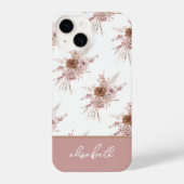 Aangepaste aangepaste naam Roze Floral iPhone Hoesje (Achterkant)