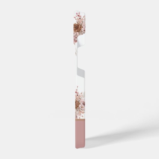 Aangepaste aangepaste naam Roze Floral iPhone Hoesje (Linkerkant)