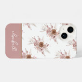 Aangepaste aangepaste naam Roze Floral iPhone Hoesje (Achterkant horizontaal)