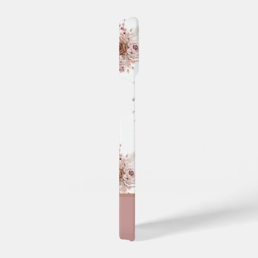 Aangepaste aangepaste naam Roze Floral iPhone Hoesje (Rechterkant)