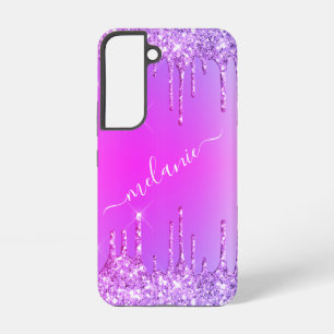 Aangepaste aangepaste naam Tekst Paars roze Samsung Galaxy Hoesje