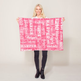 Aangepaste aangepaste naam voor Harper Pink Fleece Deken