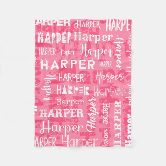 Aangepaste aangepaste naam voor Harper Pink Fleece Deken (Voorkant)