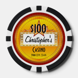 Aangepaste aangepaste pokerchips, Gold/Red Casino Poker Chips