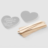 Aangepaste, aangepaste SILVER GRAY HEART WEDDING F Handwaaier (Niet-gemonteerd)