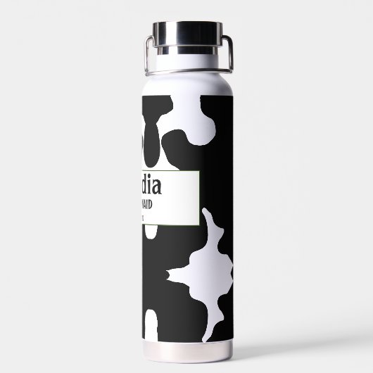 Aangepaste, aangepaste, speciale zwarte witte Koe  Waterfles (Achterkant)