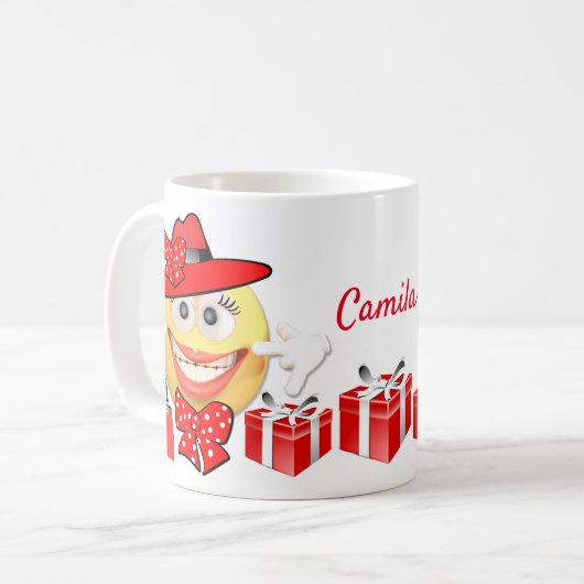 Aangepaste aangepaste tekst bij het glimlachen van koffiemok (Voorkant links)