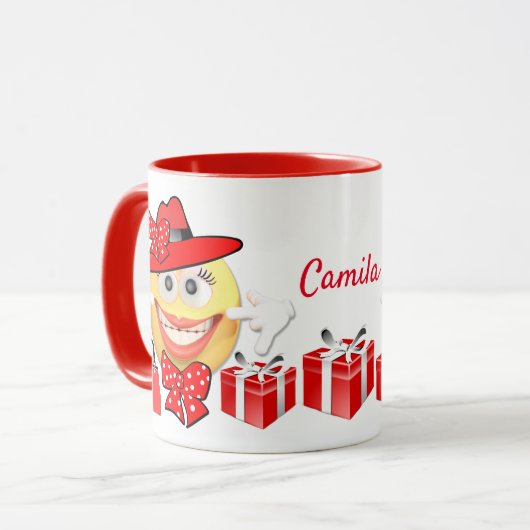 Aangepaste aangepaste tekst bij het glimlachen van mok (Voorkant links)